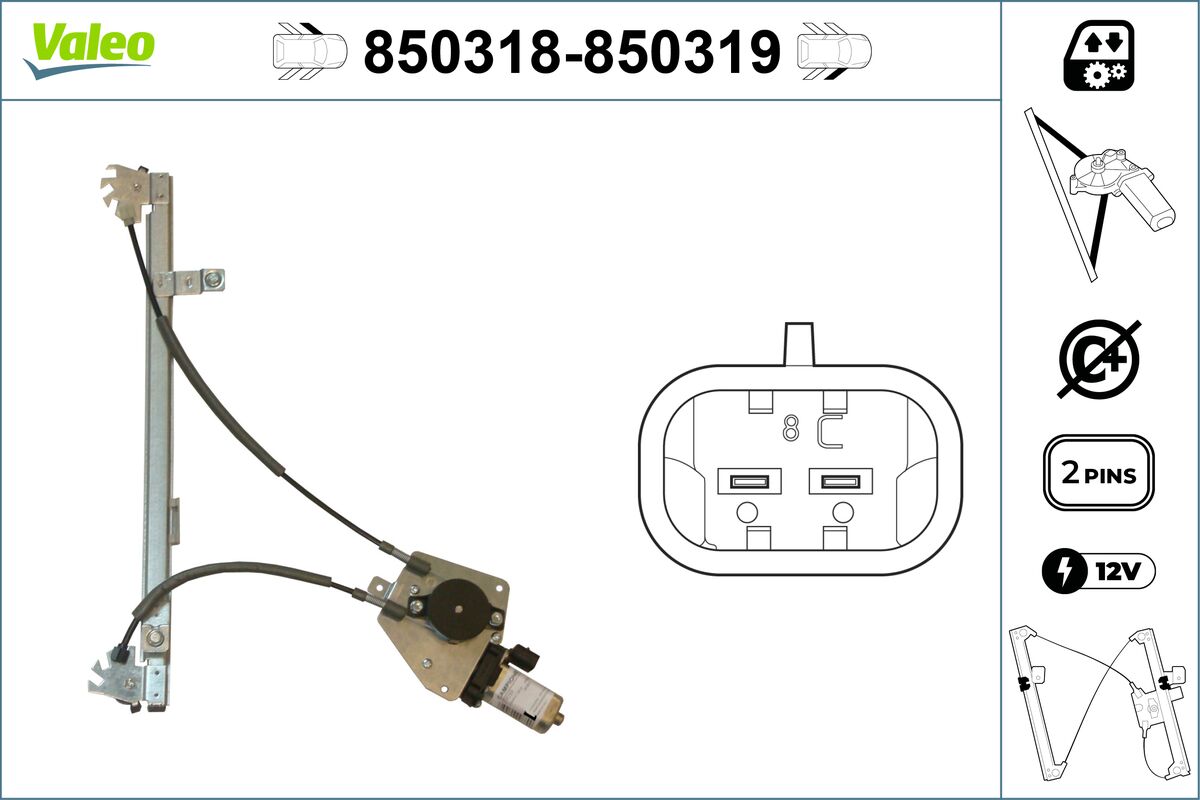 Mecanism actionare geam 850318 VALEO